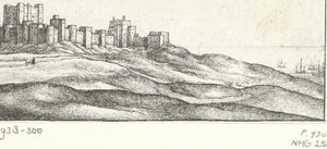 Utsikt över Dover Castle Dover Castle y West Side (titel på objekt) Sevärdheter runt den engelska kusten (serietitel) av Wenceslaus Hollar