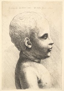 Huvud och axel på ett barn, i profil till höger, 1645. av Wenceslaus Hollar