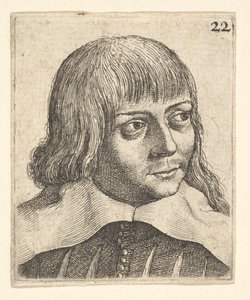 Huvudet på en ung man, något åt höger, 1625-77. av Wenceslaus Hollar