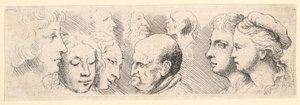 Huvudstudier, 1644-52. av Wenceslaus Hollar