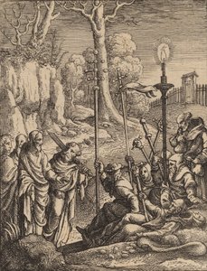 Jesus konfronterar sina belackare. av Wenceslaus Hollar