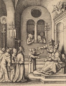 Jesus igen inför Kaifas. av Wenceslaus Hollar