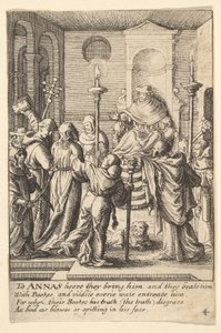 Jesus före Annas, 1625-77. av Wenceslaus Hollar