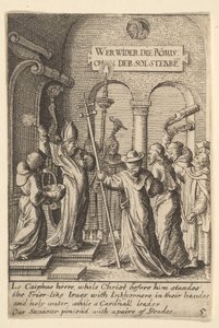 Jesus före Kaifas, 1625-77. av Wenceslaus Hollar