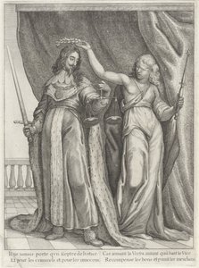 Kung Karl I av England hyllad av Justitia av Wenceslaus Hollar
