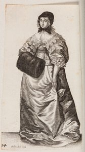 Kvinna med hätta och muff av Wenceslaus Hollar