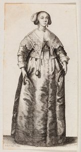 Kvinna med en doftburk som hänger i en kedja av Wenceslaus Hollar