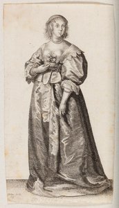 Kvinna med pärlhalsband och pärlarmband av Wenceslaus Hollar
