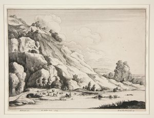 Landskap med en stenbro av Wenceslaus Hollar