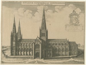 Lichfield Cathedral - South View: gravyr av Wenceslaus Hollar