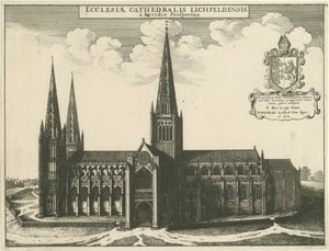 Lichfield Cathedral - South View: gravyr, 1672 av Wenceslaus Hollar