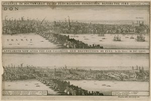 London, före och efter den stora branden av Wenceslaus Hollar