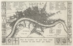 London, före branden 1666 av Wenceslaus Hollar