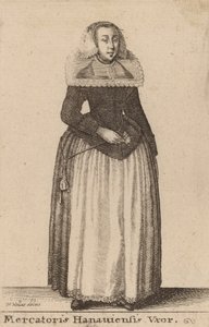 Hustru till en köpman i Hanaui. av Wenceslaus Hollar