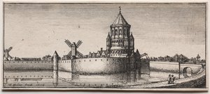 Moated Town Gate av Wenceslaus Hollar