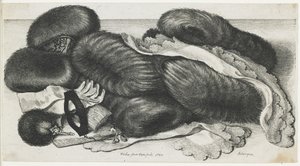 Muffar och klädesplagg på ett bord, 1647 av Wenceslaus Hollar