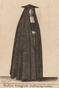 Religiös kvinna från Antwerpen. av Wenceslaus Hollar