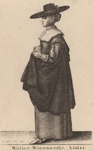 Kvinnan i Wien, Österrike, 1643. av Wenceslaus Hollar
