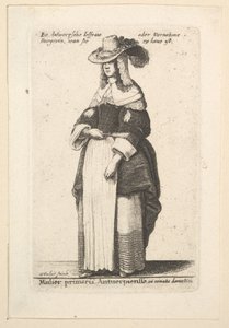 Den ledande Antwerpskvinnan, den domesticerade Gentlewoman av Antwerpen i hemdräkt..., 1625-77. av Wenceslaus Hollar