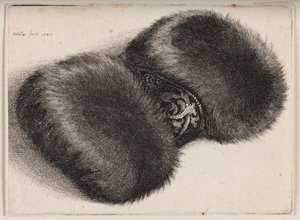 Pälsmuff med ett brokadklätt band av Wenceslaus Hollar