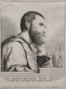Porträtt av Pietro Aretino, 1649. av Wenceslaus Hollar