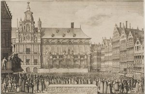 Tillkännagivande av Münsterfördraget av Wenceslaus Hollar