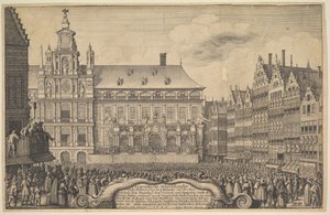 Tillkännagivande av fördraget i Munster, 1648. av Wenceslaus Hollar