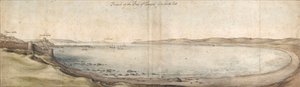 Utsikt över Tangierbukten från sydost, mitten av 1600-talet av Wenceslaus Hollar