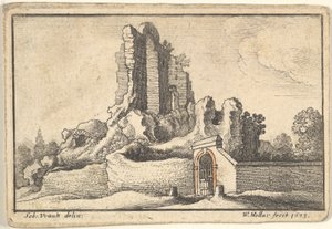 Ruiner och en gallerport på Esquiline Hill i Rom, 1673. av Wenceslaus Hollar