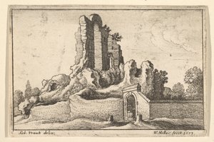 Ruiner och en gallerport på Esquiline Hill i Rom, 1673. av Wenceslaus Hollar