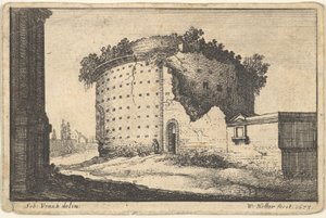 Ruinerna av en rund byggnad, 1673. av Wenceslaus Hollar