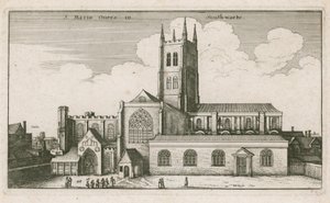 St Mary Overies, Southwark, London; teckning från 1647 av Wenceslaus Hollar