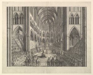 Kröningen av kung Karl II i Westminster Abbey, 23 april 1661 (ur John Ogilbys "The Entertainment of...Charles II", London, 1662) av Wenceslaus Hollar