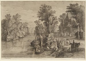 Färjan i byn av Wenceslaus Hollar