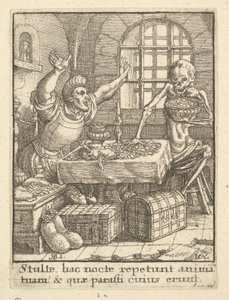 Snålen, från Dödsdansen, 1651. av Wenceslaus Hollar