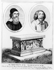 Monumentet av Tradescants i Church Yard of St. Mary Lambeth, pub. år 1793 av Wenceslaus Hollar