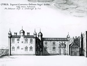 Parlamentshuset i Edinburgh (gravyr) (bundw foto) av Wenceslaus Hollar