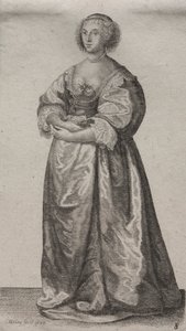 Engelska kvinnors flera vanor, från adeln till landets kvinnor som de är i dessa tider: Kvinnan med blommor av Wenceslaus Hollar