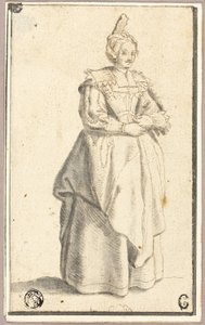 Damen med den lilla upphöjda kepsen, efter ett tryck från La Noblesse av Wenceslaus Hollar