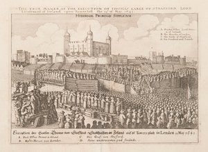 Det sanna sättet för avrättningen av Thomas Earle av Strafford, Lord Lieutenant of Ireland..., ca 1642 av Wenceslaus Hollar