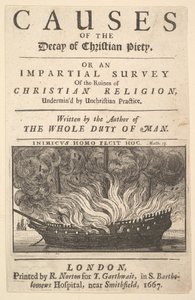 Titelsida: Orsakerna till den kristna fromhetens förfall, 1667. av Wenceslaus Hollar