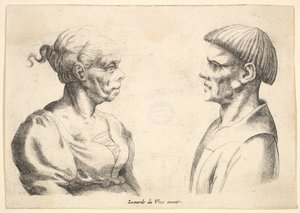 Två huvuden, 1625-77. av Wenceslaus Hollar