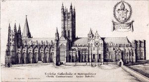 Utsikt över Canterbury Cathedral från söder, c.1638-66 av Wenceslaus Hollar