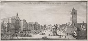Utsikt över London: New Palace Yard med Westminster Hall och Clock House av Wenceslaus Hollar