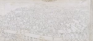 Utsikt över den östra delen av Southwark med utsikt mot Greenwich (penna, svart och brunt bläck och penna på lagt papper) av Wenceslaus Hollar
