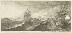 Krigsskepp i vågens dal av Wenceslaus Hollar