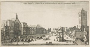Westminster Hall (New Palace Yard and the Clock House) av Wenceslaus Hollar