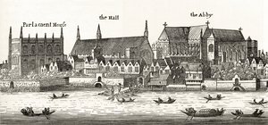 Westminster 1647, från "London Pictures: Drawn with Pen and Pencil", av pastor Richard Lovett, publicerad 1890 av Wenceslaus Hollar