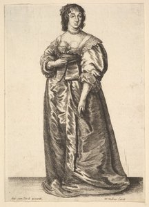 Hellång dam, efter Anthony van Dyck, 1625-77. av Wenceslaus Hollar