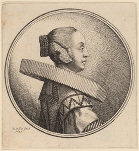 Kvinna med en Ruff i profil av Wenceslaus Hollar